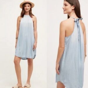 Anthropologie Cloth and Stone NEW Light Blue ombré Halter Dress